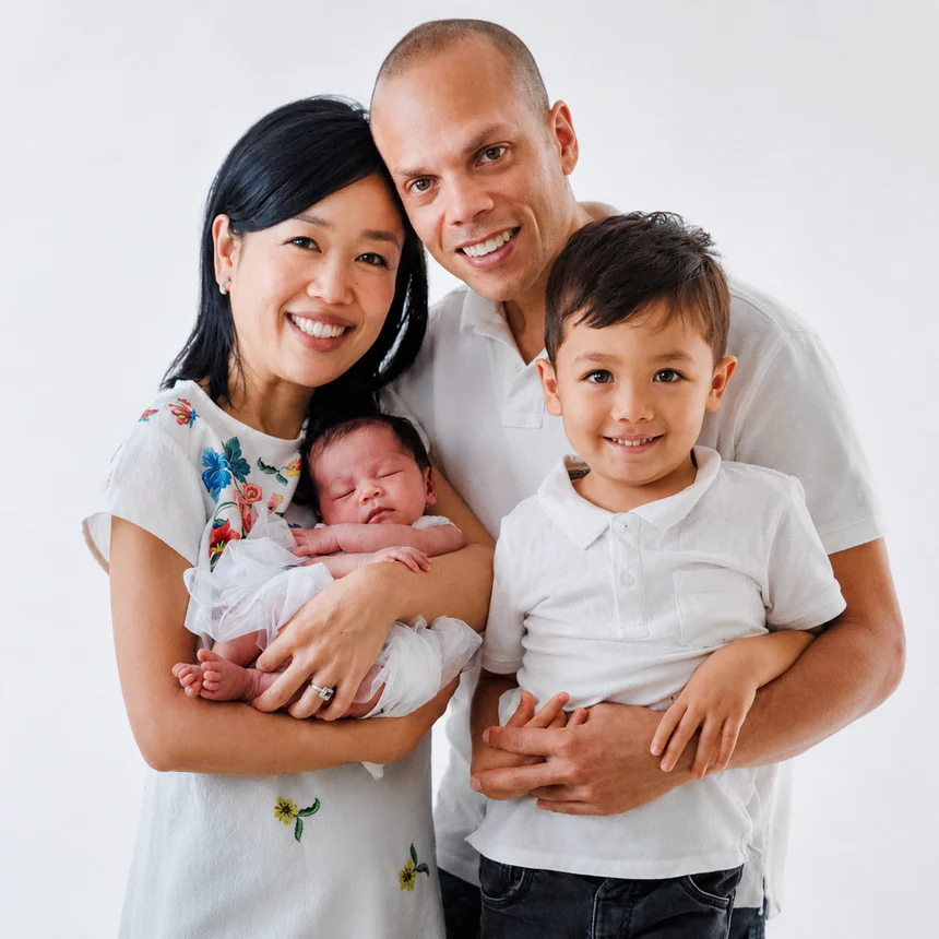 Lloyd with his wife and children